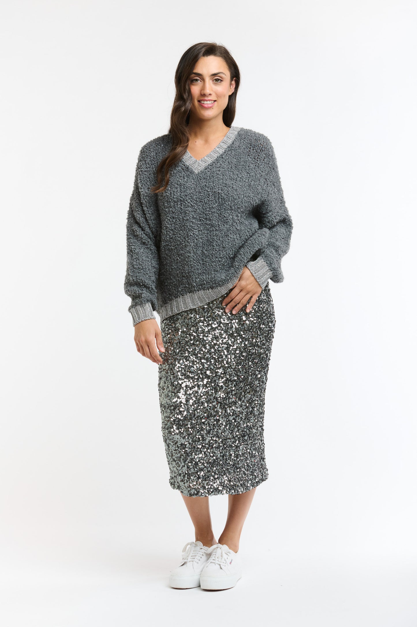 Sequin Skirt - Charcoal