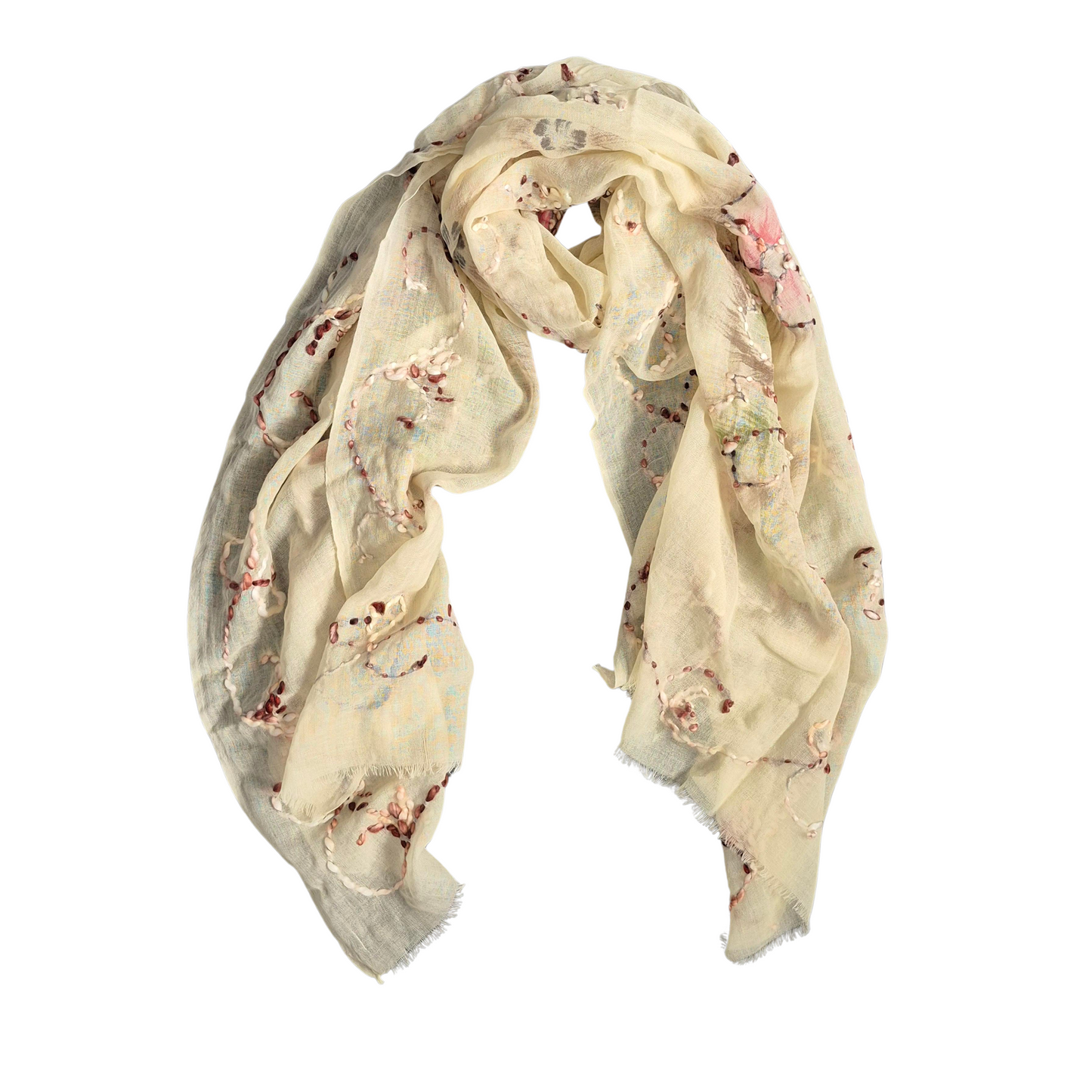 Pure Wool Scarf Cream swirl
