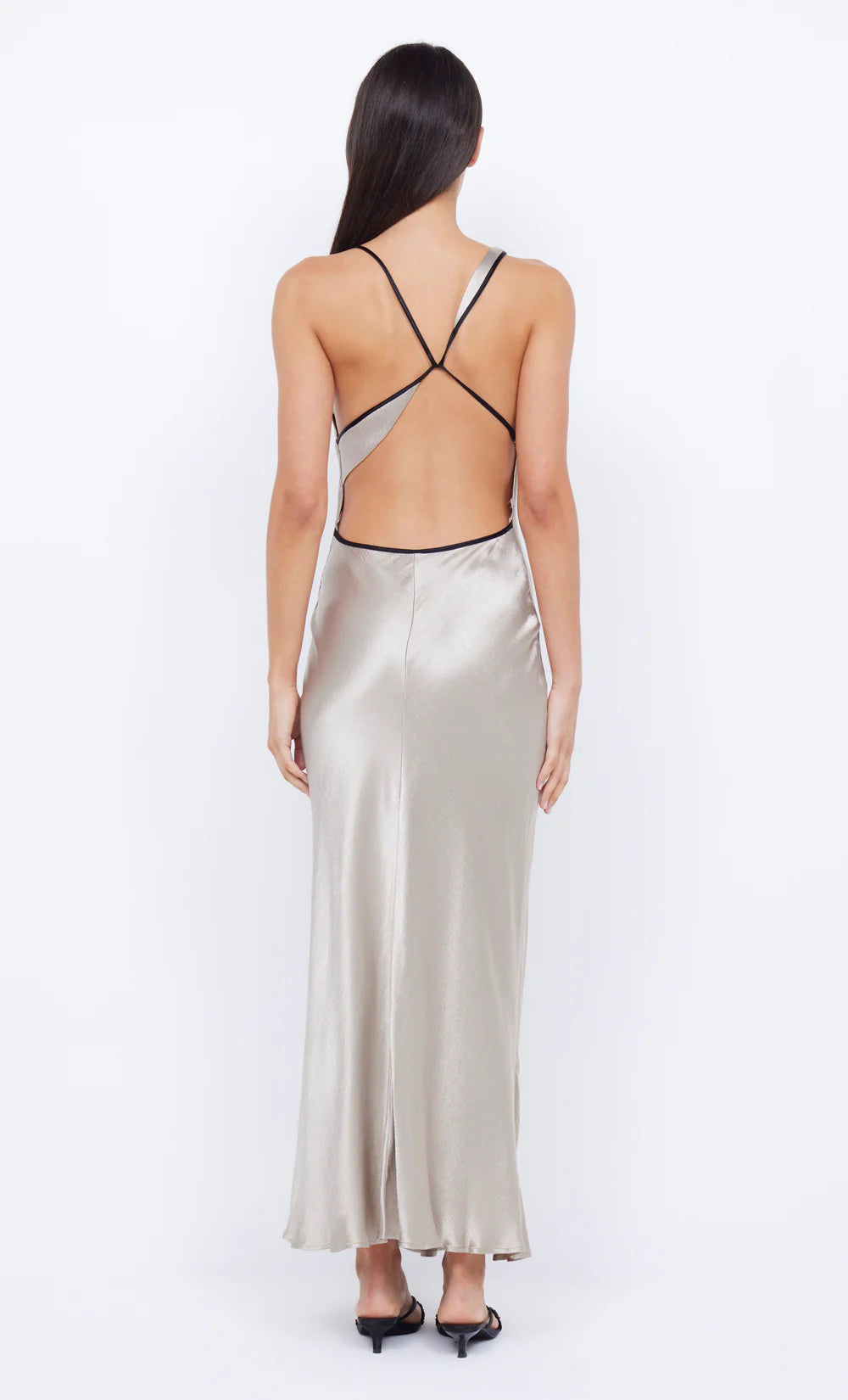 Farah Cowl Maxi Dress - Oyster/Black