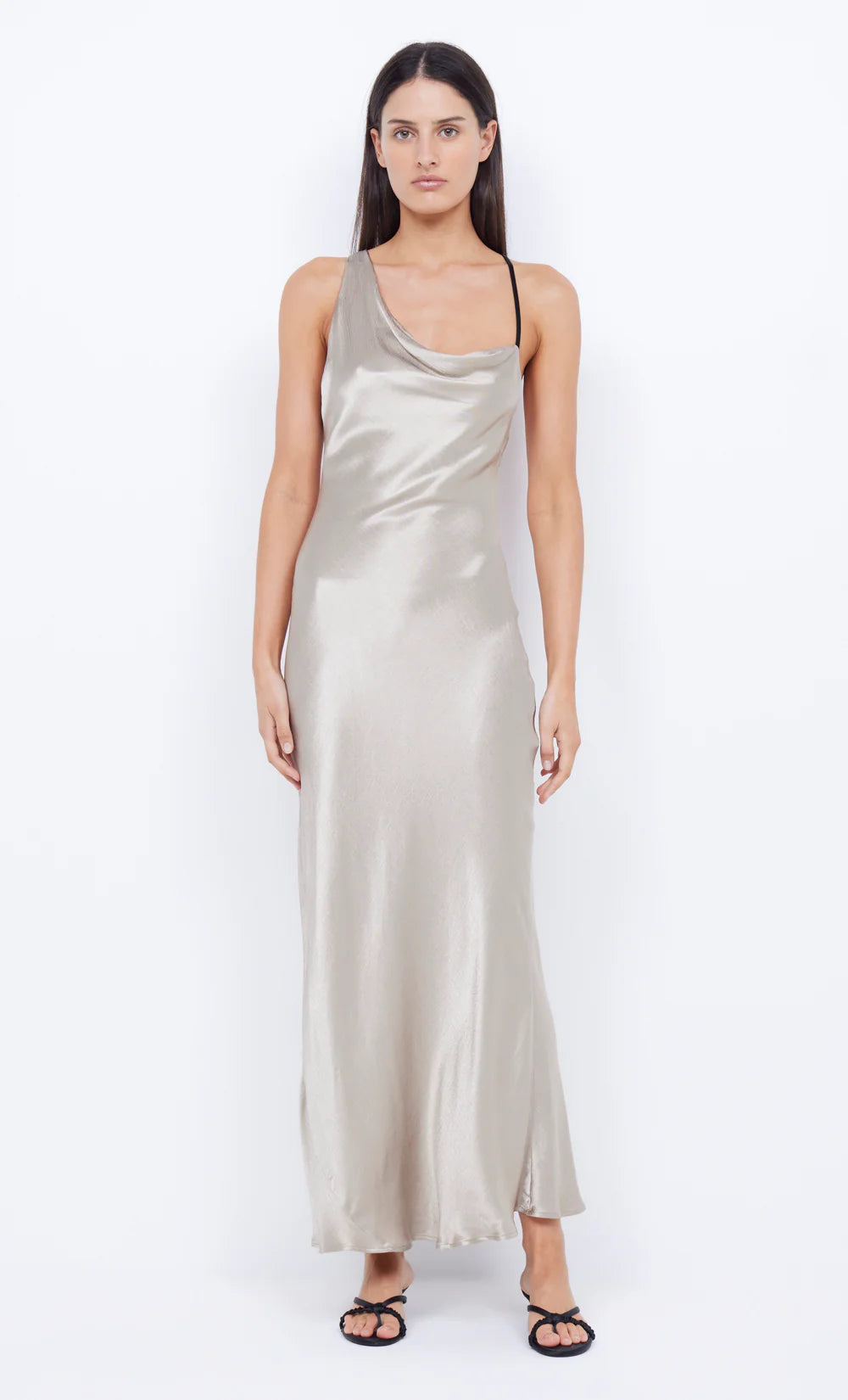 Farah Cowl Maxi Dress - Oyster/Black