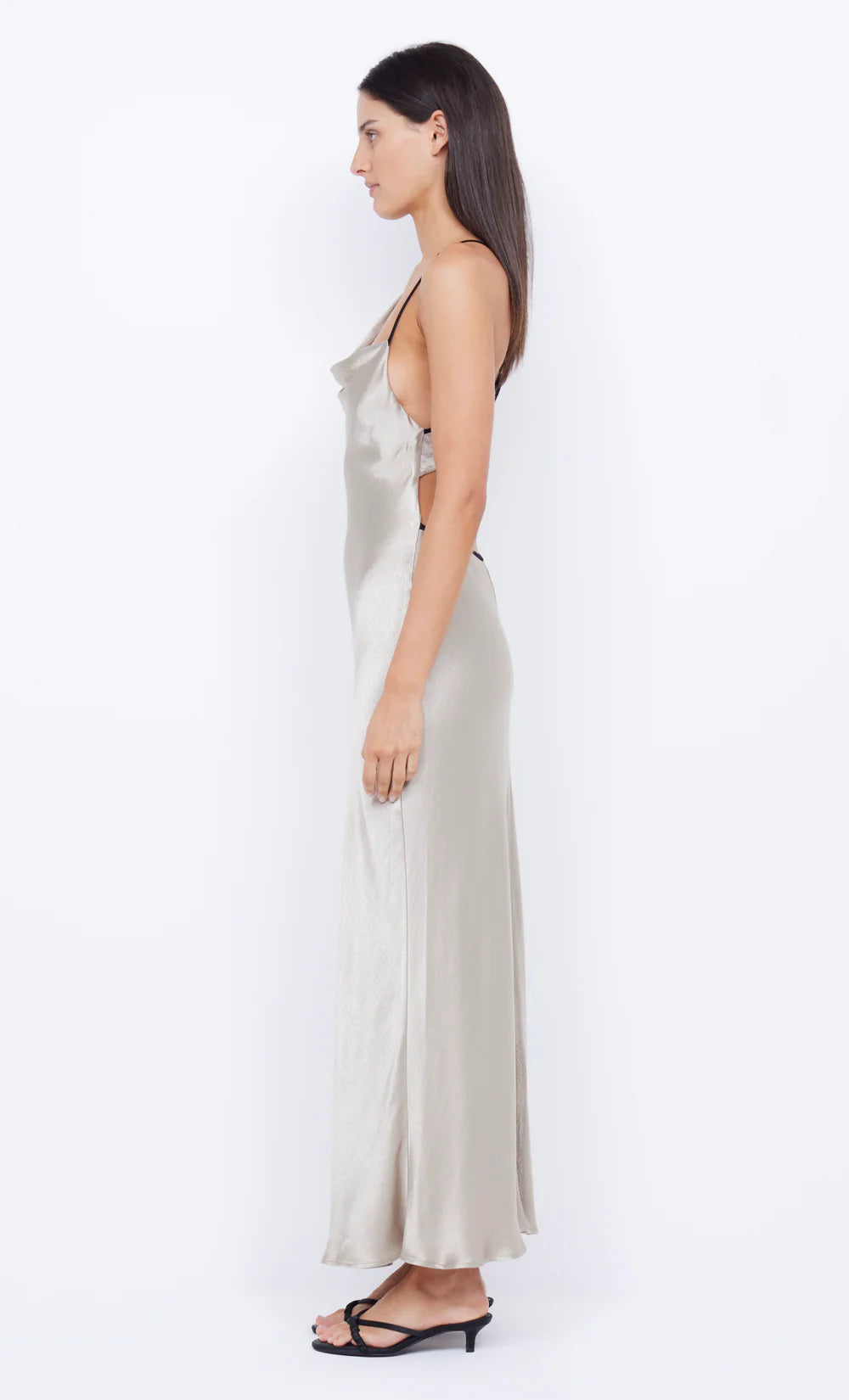 Farah Cowl Maxi Dress - Oyster/Black