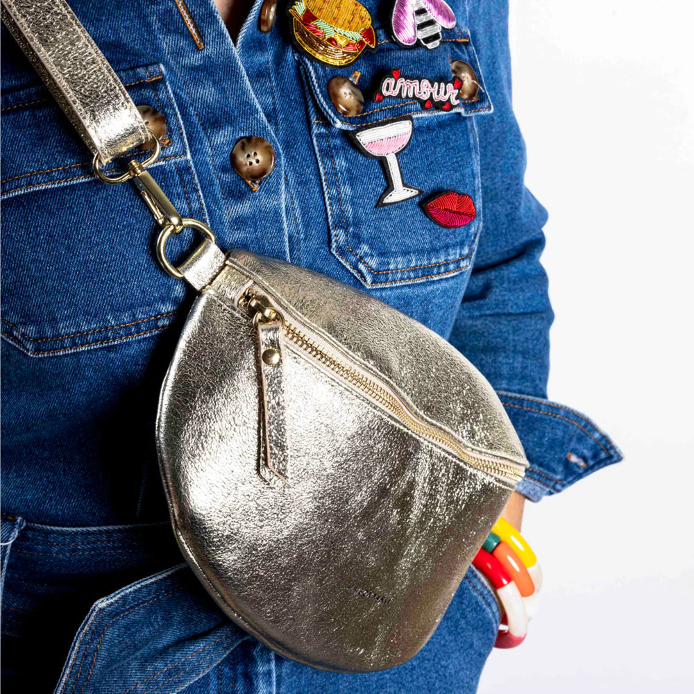 Leather Bum Bag - Metallic Gold