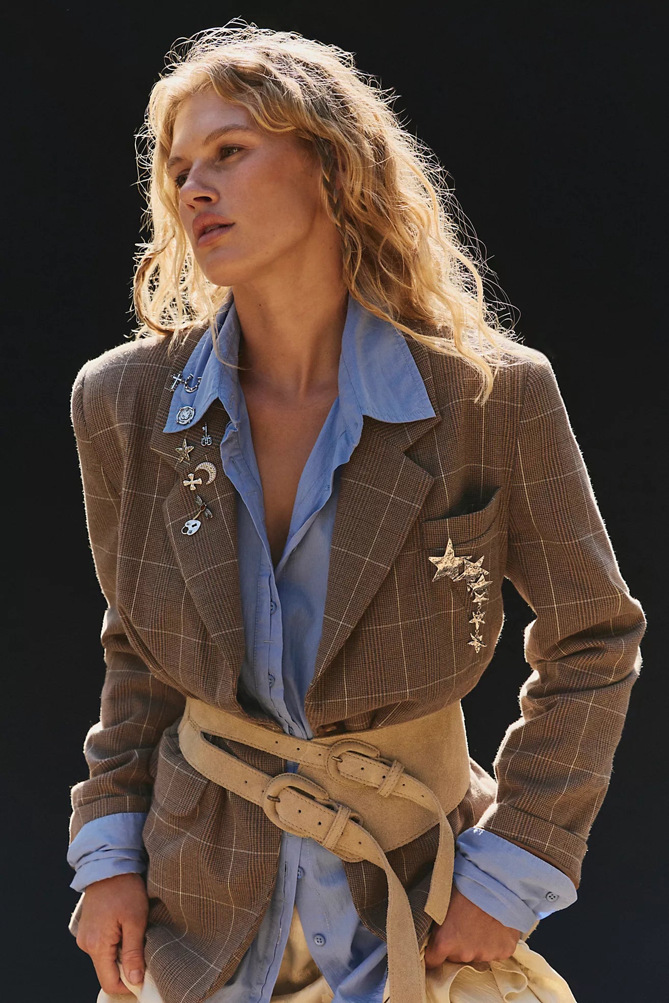 Paper Cut Blazer Pinstripe - Chocolate Combo