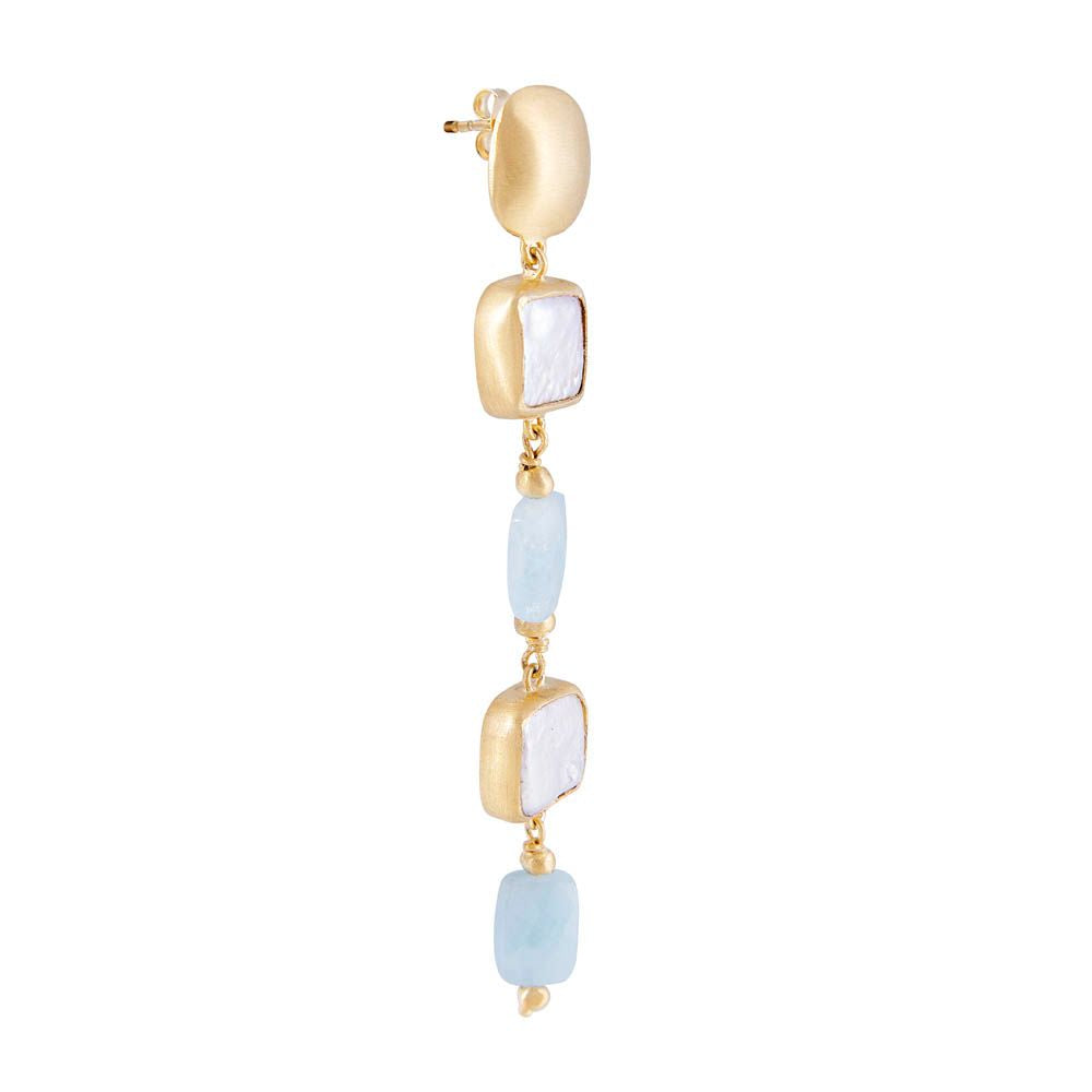Pearl Aqua Cocktail Earrings