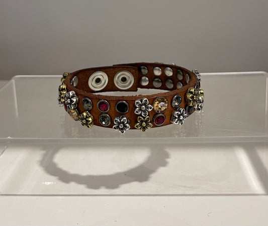 Bracelet Cow + Mix Studs - Cognac