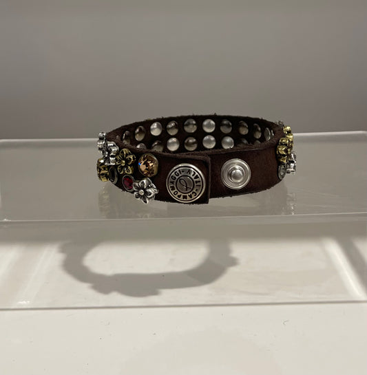 Bracelet Cow + Mix Studs - Brown