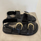 Leone Black Leather Sandals