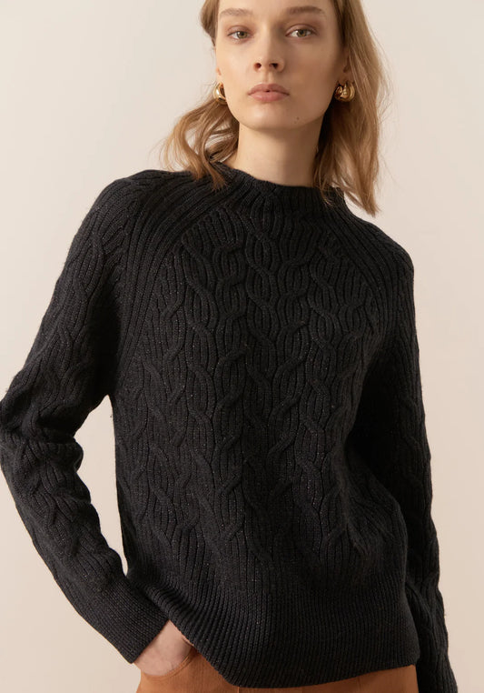 Bennet Lurex Cable Knit - Charcoal