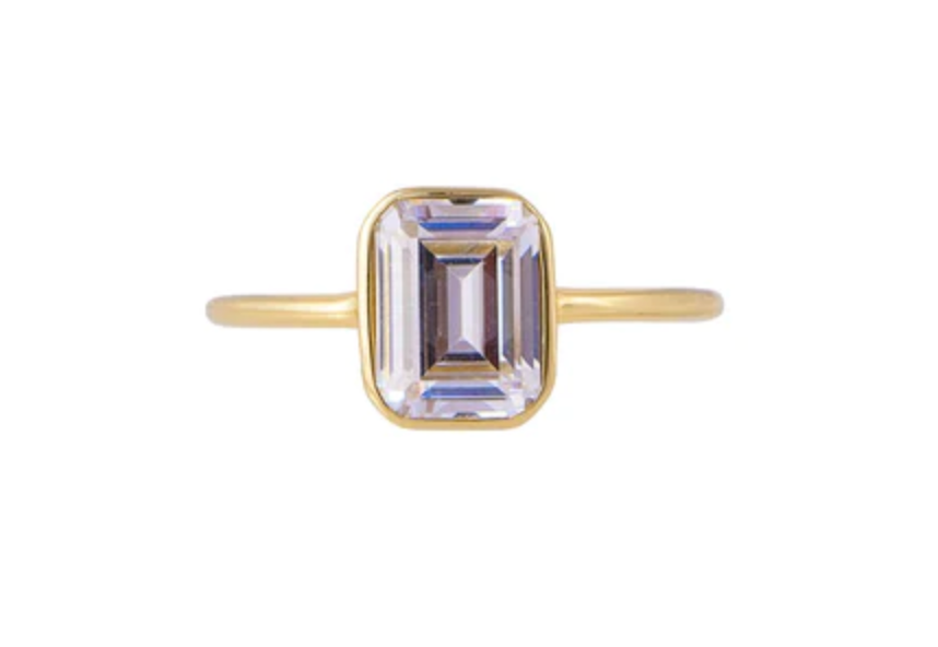 Emerald Cut Solitaire Ring - Size 7