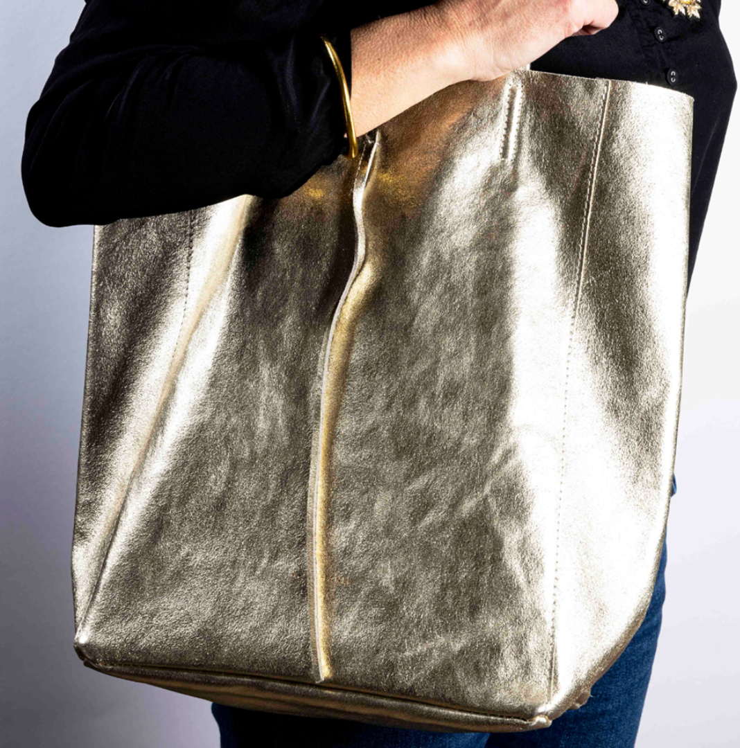 Large Tote - Metallic Gold