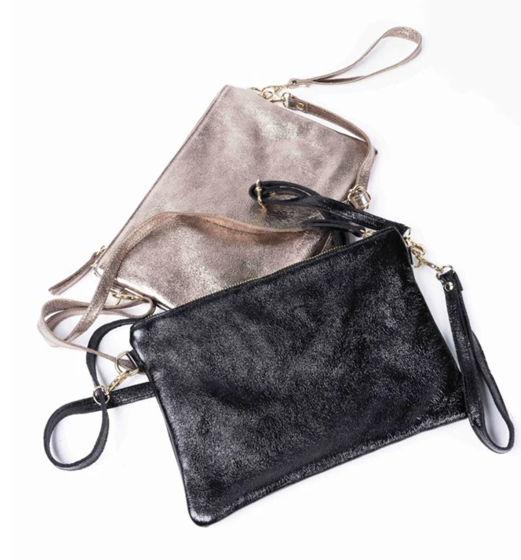 Crossbody/Clutch Bag - Metallic Champagne