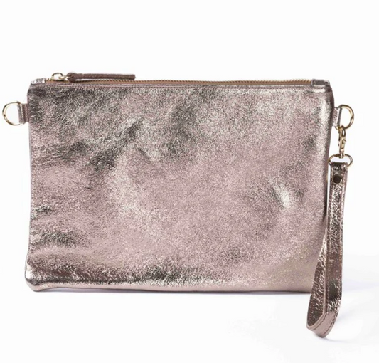 Crossbody/Clutch Bag - Metallic Champagne