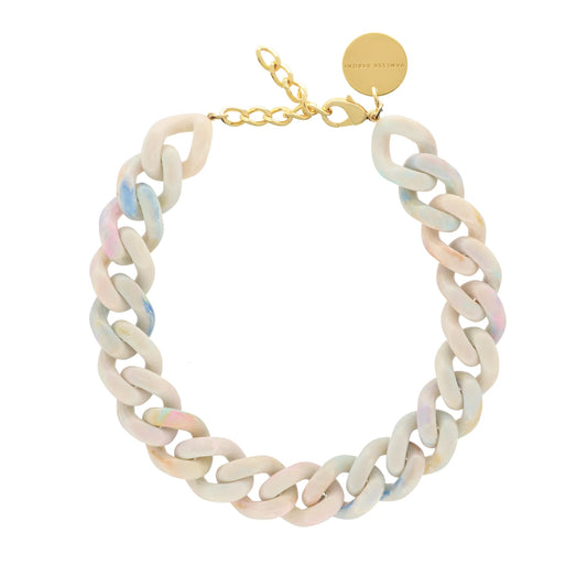 Flat Chain Necklace - Beige Multi