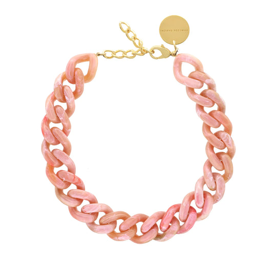 Flat Chain Necklace - Peach Marble