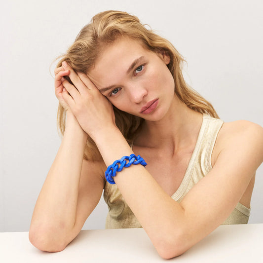 Flat Chain Bracelet - Blue