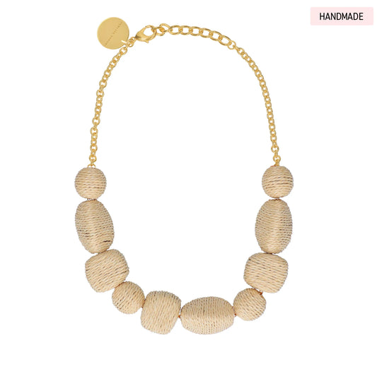 Raffia Organic Shaped Necklace - Natural