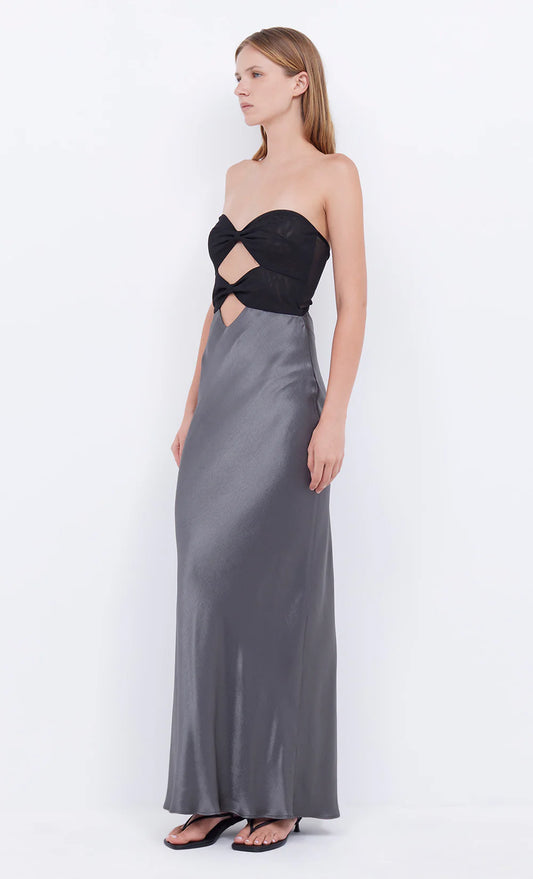 Halle Strapless Dress - Gunmetal/Black