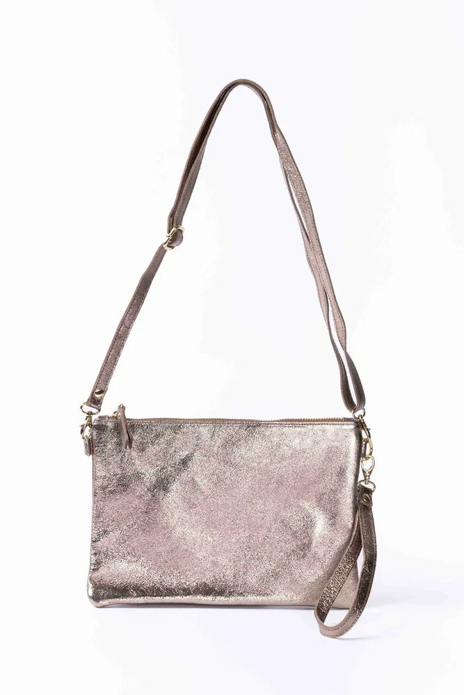 Crossbody/Clutch Bag - Metallic Champagne