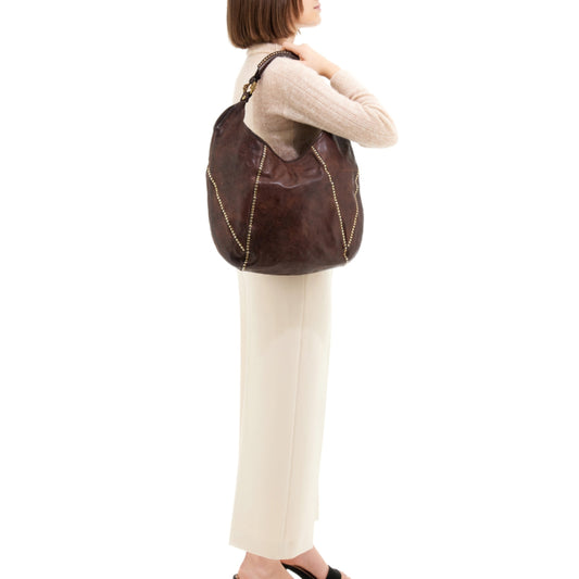 Diana Shoulder Bag Studs - Brown