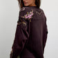 Lilith Floral Embroidered Tee - Chocolate