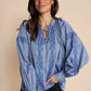 Tessa Embroidery Shirt - Blue Shadow