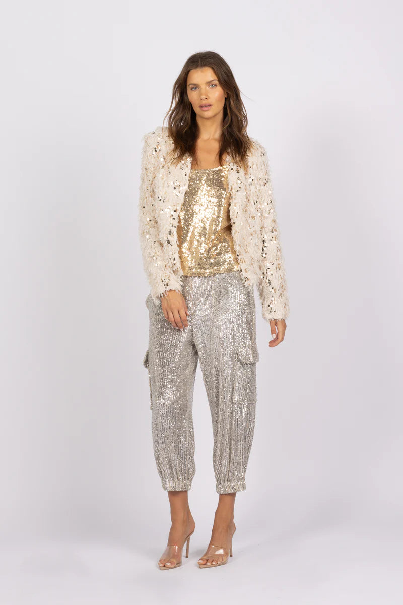 Mossy Sequin Jogger - Silver