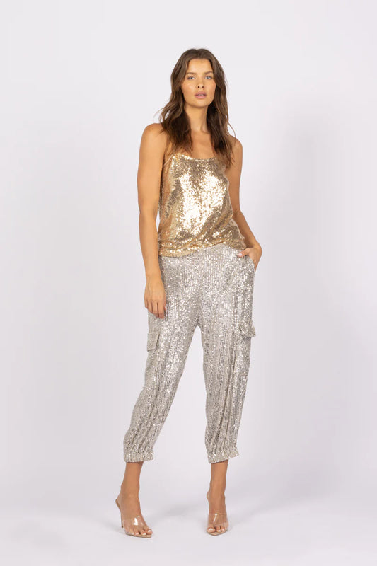 Mossy Sequin Jogger - Silver