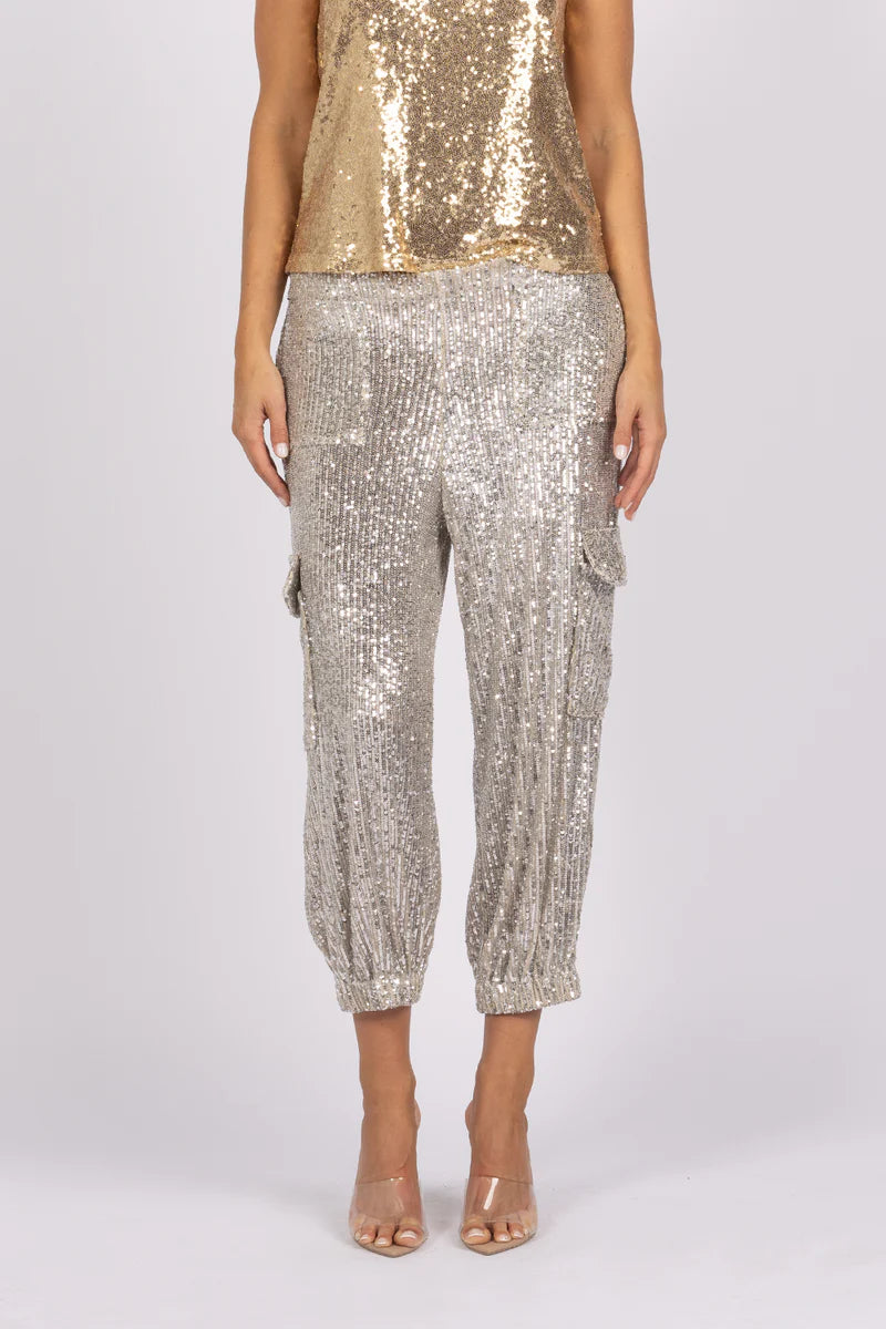 Mossy Sequin Jogger - Silver