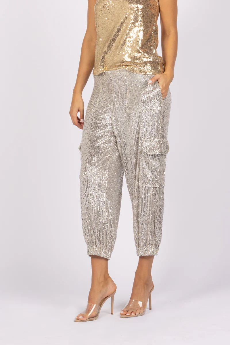 Mossy Sequin Jogger - Silver