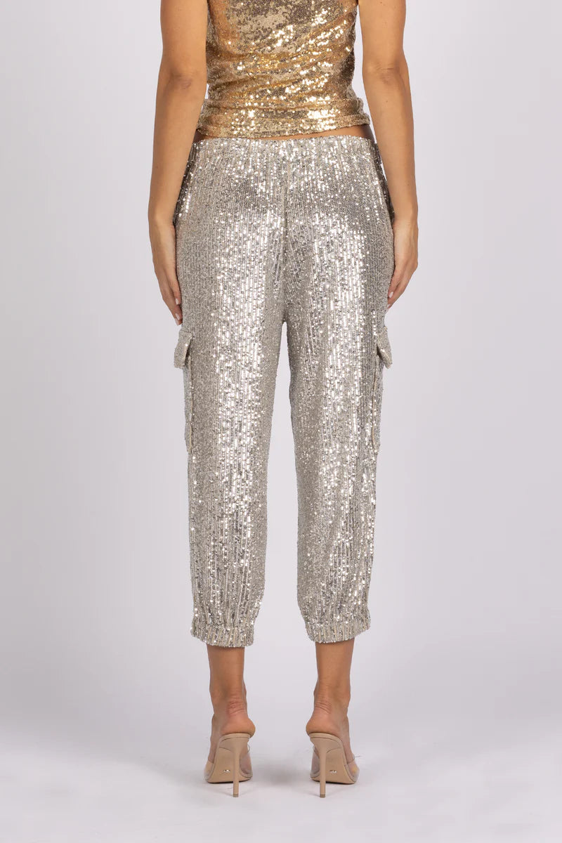 Mossy Sequin Jogger - Silver