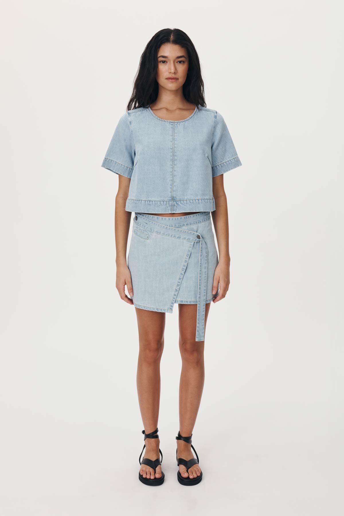 Melissa Denim Mini Wrap Skirt - Azul