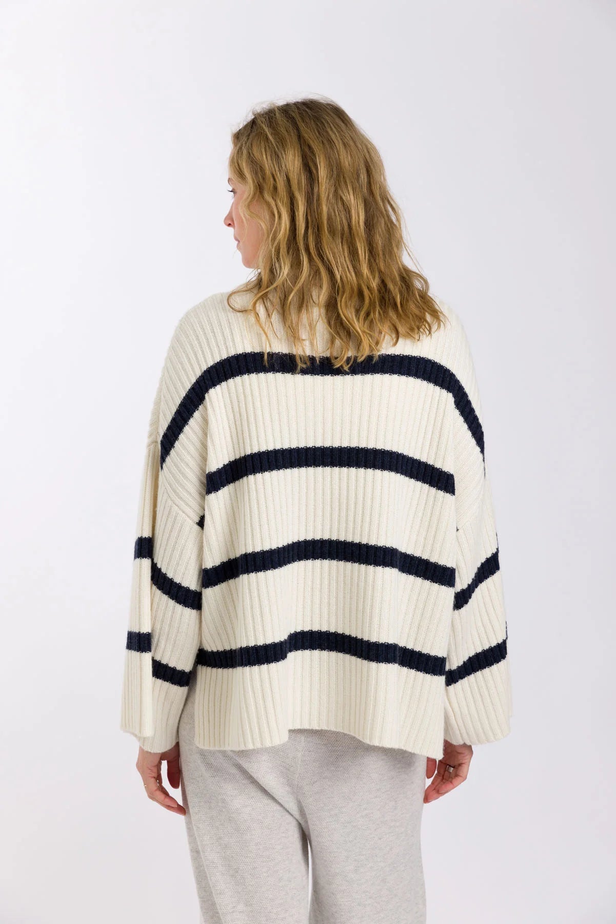 Divine Stripe Rib Pullover - Vanilla & Starling Stripe