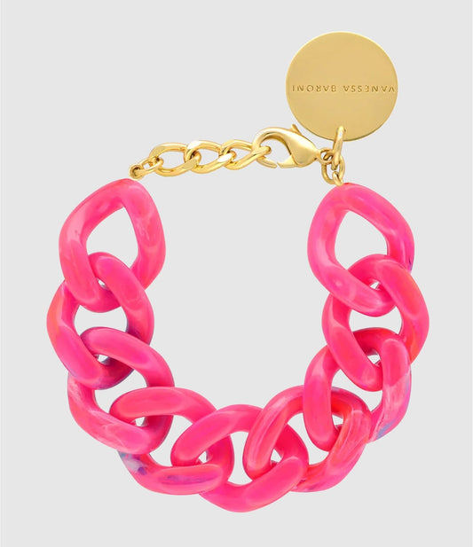 Flat Chain Bracelet - Fuchsia Marble